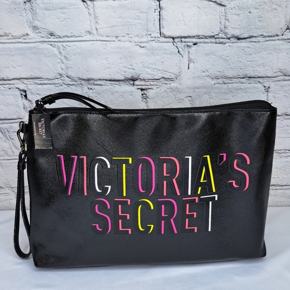 'VICTORIA'S SECRET' 'WILDFLOWER' LOGO TOP~ZIP TRAVEL/COSMETIC WRISTLET BAG - Picture 16 of 16